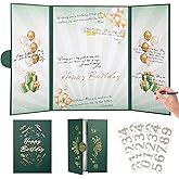 TIACABO Green Gold Birthday Party Decorations,18" x 12" Creative Birthday Decorations Guest Sign in Book Alternative, for Men and Women of All Ages, Happy Birthday Party Supplies
