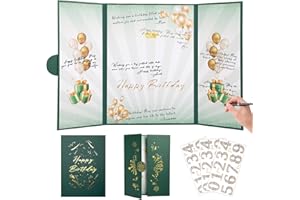 TIACABO Green Gold Birthday Party Decorations,18" x 12" Creative Birthday Decorations Guest Sign in Book Alternative, for Men and Women of All Ages, Happy Birthday Party Supplies