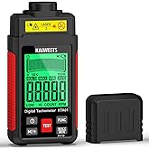 KAIWEETS Non Contact RPM Tachometer with Reflection Tape, 10-99999 RPM High Accuracy Laser Digital Tachometer with Large LCD, RPM Meter with Backlight, Data Hold, and Max/Min/AVG Function