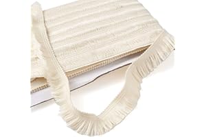 BB BEADTHOVEN 27 Yards 1 Inch Fringe Trim Tassel, Beadthoven Fringe Trim Tassel Ribbon Polyester Lace Ribbon Trim for Sewing Clothing Cushions Pillow Curtain Home Decorations DIY Crafts Ivory White