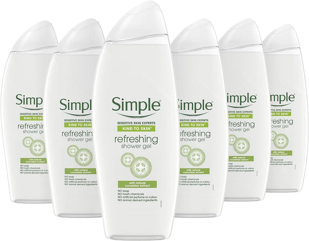 Simple Kind to Skin Refreshing Shower Gel 500ml Pack of 6 All Skin Types