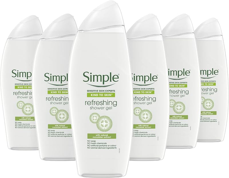 Simple Kind to Skin Refreshing Shower Gel 500ml Pack of 6 All Skin Types