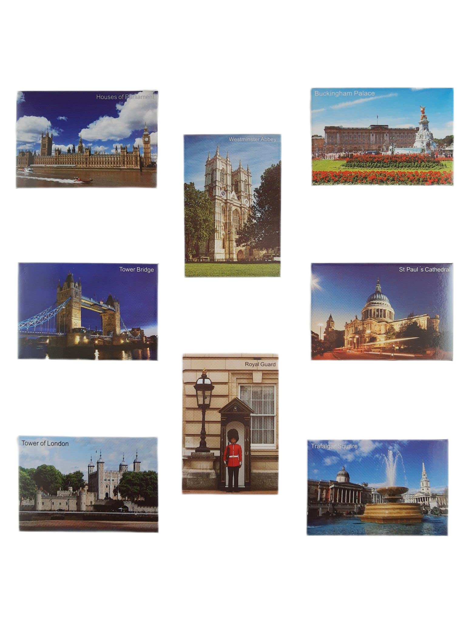 8 pcs London Landmark Picture Fridge Magnets, Collectible Souvenir and Gifts for Friends and Families, Designed in U.K. 55mmx88mm(2.12inchx3.12inch), 3mm thickness