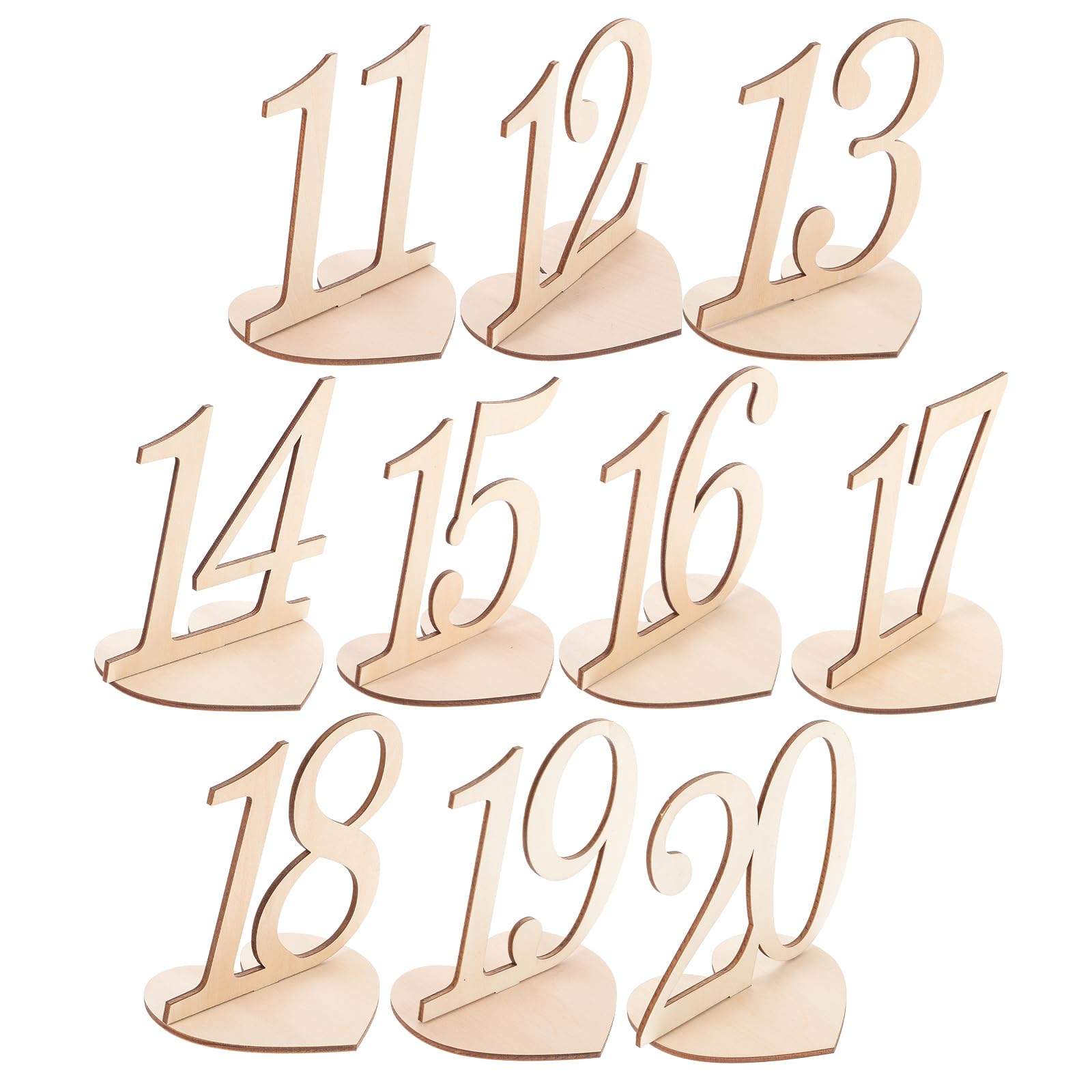 11-20 Wooden Table Numbers Numbers Decoration Wedding Wooden Numbers 10 Pieces Table Table Numbers for Birthdays Banquet Party Cafes Restaurants Engagement Table Decoration