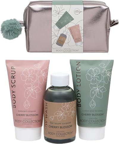 Technic Body Collection Wash Bag Travel Set Cherry Blossom Scrub Wash Lotion