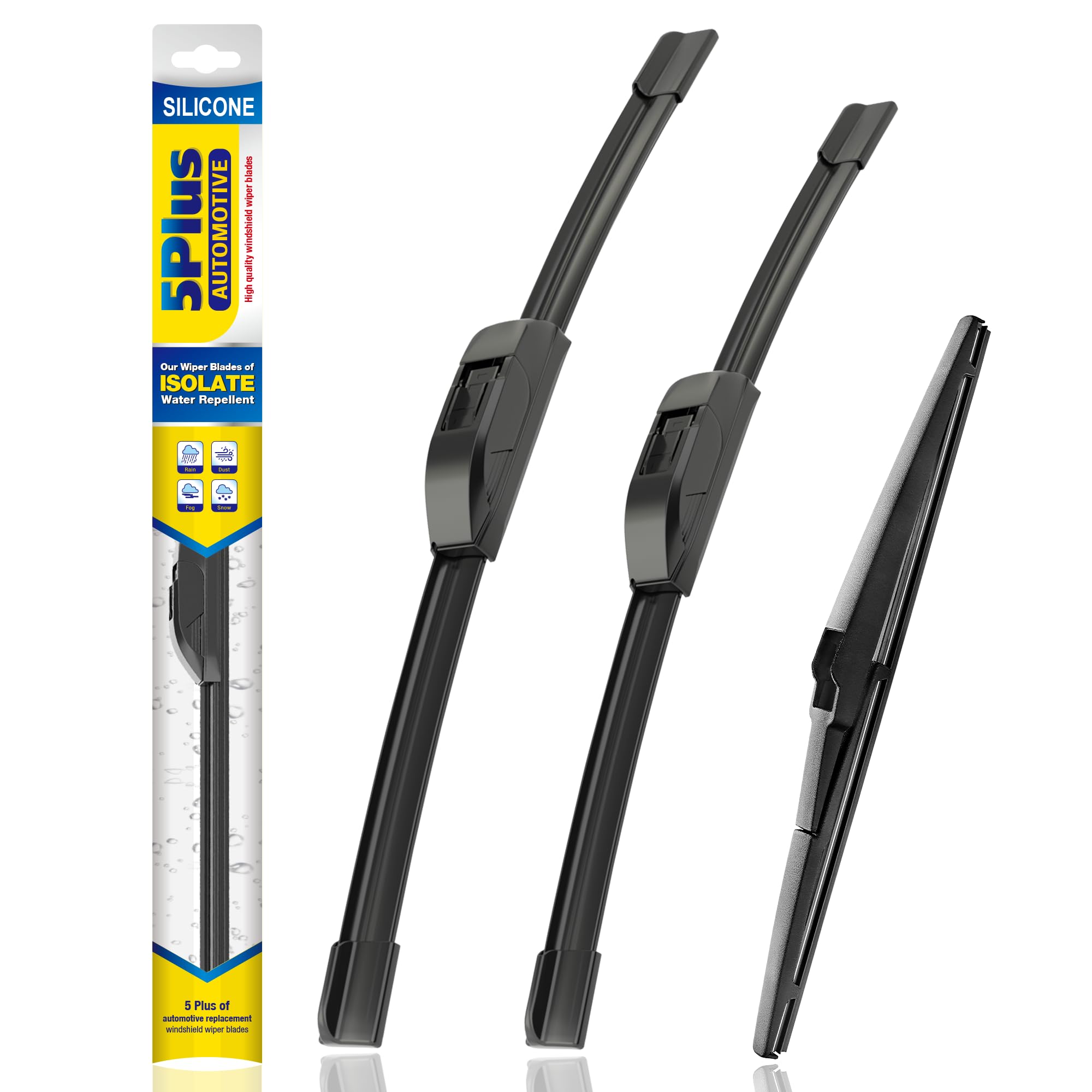 Photo 1 of 5 PLUS® Silicone Windshield Wipers Replacement for 2006 2007 2008 2009 2010 2011 2012 Toyota Rav4 Wiper Blades(Set of 3),Automotive Replacement Windshield Wiper Blades For My Car-24"/17"/12"