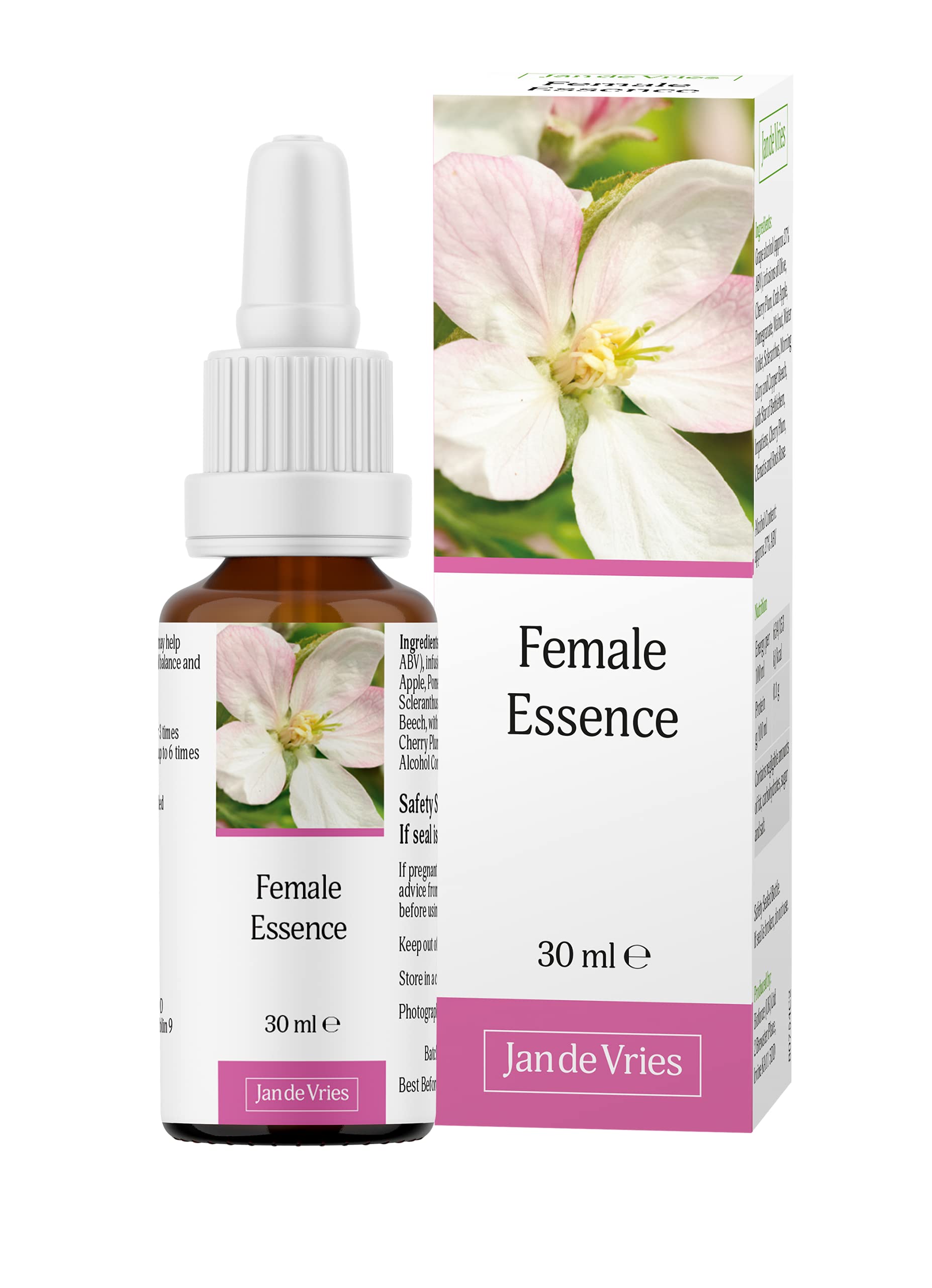 Jan De Vries Female Essence | Flower Essence | Soothe Irritable Moods | Contains Olive, Crab Apple & Pomegranate | 30ml