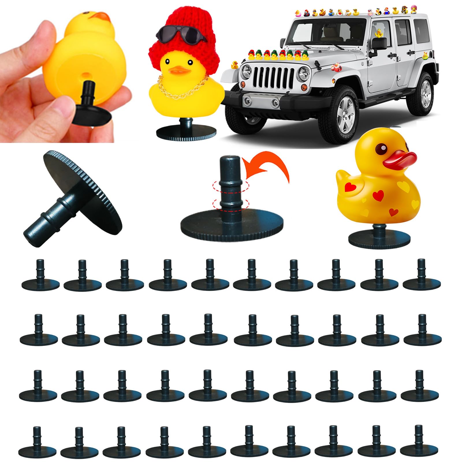 Duck Holder for Jeep Dash, Rubber Duck Mount, Fixed Display, 2024 Upgrade Locking Ring (40)