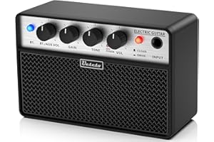 Ueteto 10W Mini Guitar Amp, Portable and Rechargeable Electric Guitar Practice Amplifier with Clean and Drive Channels
