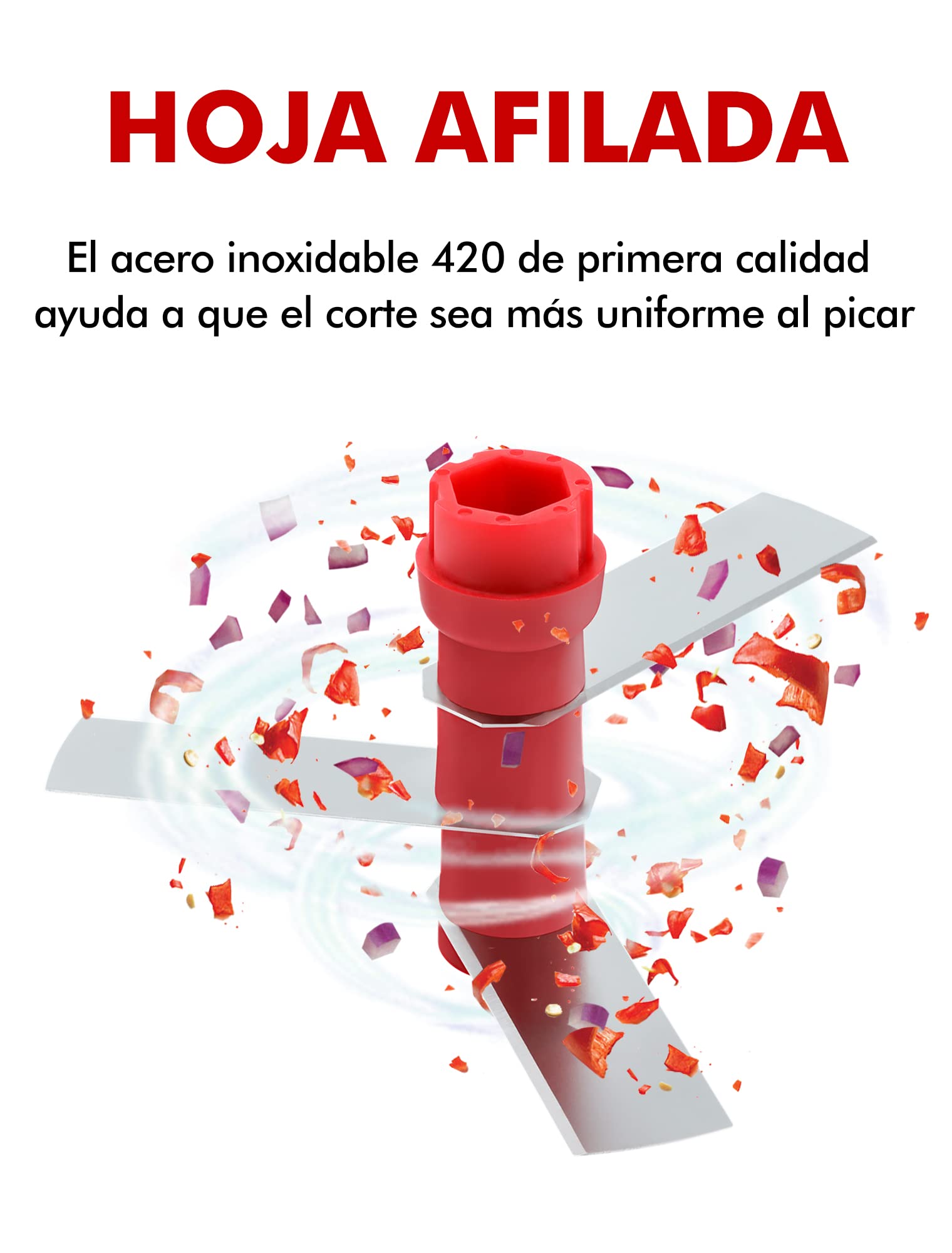 Geedel Zwiebelschneider, 500ML Zwiebel Zerkleinerer mit Seilzug, Gemüseschneider Zerkleinerer Manuell mit Edelstahlklingen, Multizerkleinerer Zwiebelhacker für Gemüse, Obst, Zwiebeln, Nüsse, Knoblauch 3