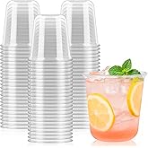 Jycnolm 100 Pcs Round Bottom Plastic Cups 12 oz Disposable Stemless Wine Glasses Cocktail Clear Party Cups for Meeting, Wedding, Birthday, Party Supplies