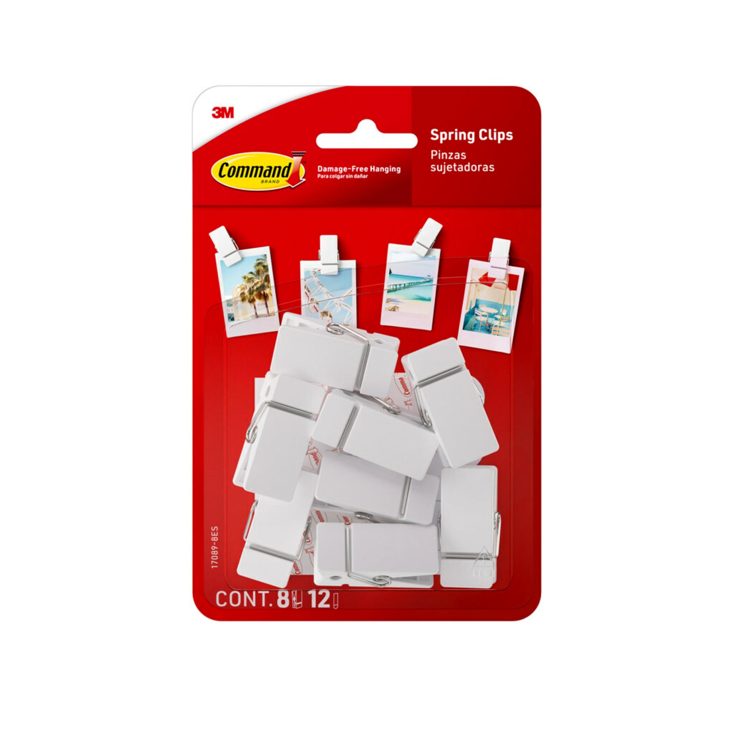 Photo 1 of Command Spring Clips, White, Pack of 8 with 12 Adhesive Strips – Damage-Free Hanging Clips for Photos, Notes, Lightweight Decorations, and Office Organization – No Tools Required for Clean, Easy Use