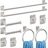 KLJKPA Brushed Nickel Bathroom Accessories Set, 10 Pieces Bathroom Hardware Set, 24 inch Towel Bar, Towel Racks for Bathroom, Robe Towel Hooks, Toilet Paper Holder Wall Mounted