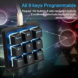 Koolertron Mechanical Numpad Macro Keyboard, 9-Key