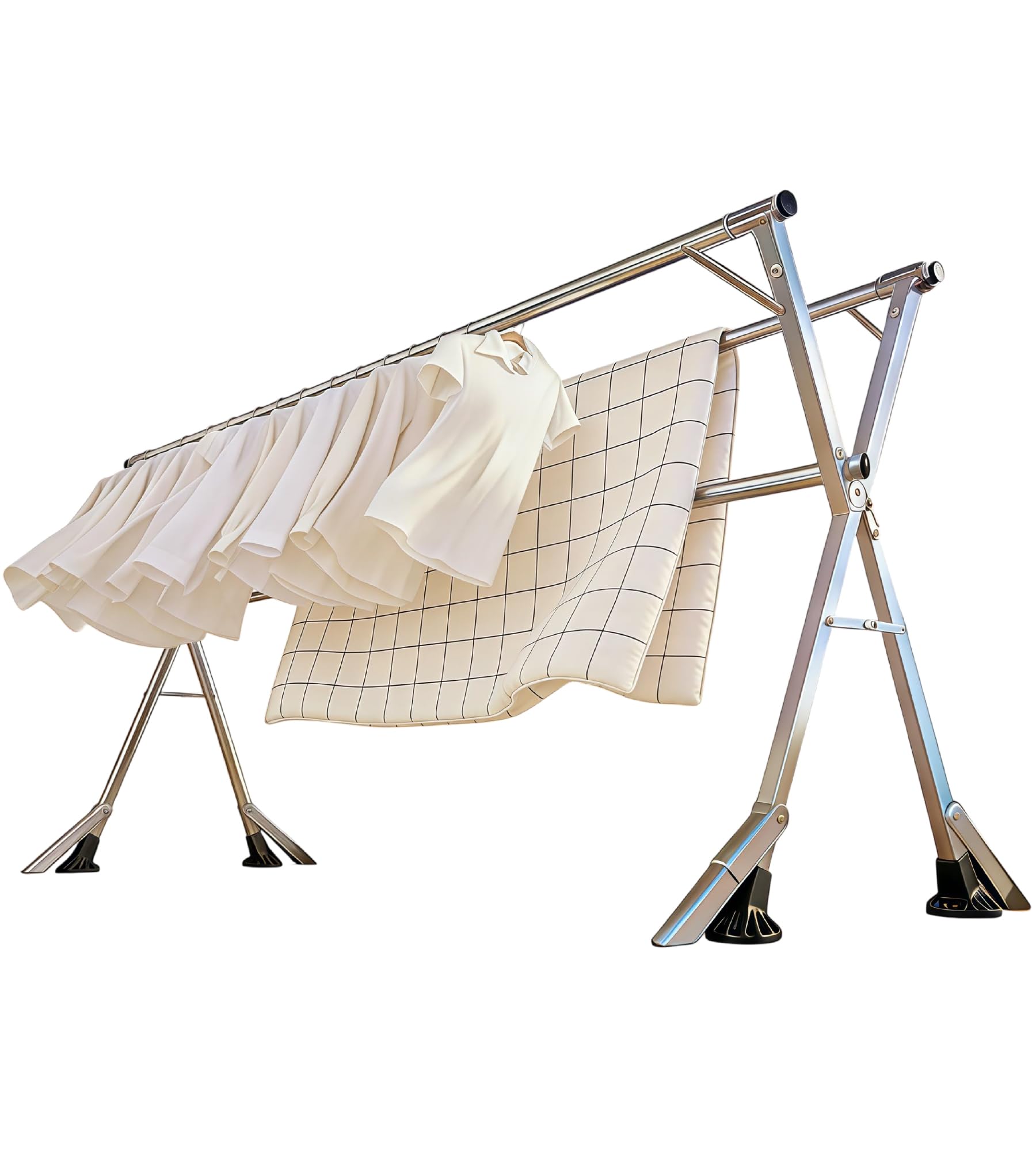 Photo 1 of ***MISSING LEG SHOE***Clothes Drying Rack 95 Inches Folding Indoor Outdoor, Drying Rack Clothing Collapsible Windproof, Foldable Laundry Drying Rack, Heavy Duty Stainless Steel Clothes Rack, Coat rack, 20 Hooks 12 Clips