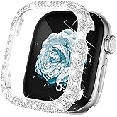 Surace Metal Case Compatible with Apple Watch Series 11 Series 10 42mm, Full Bling Crystal Diamond Metal Face Cover Protective Case Bumper for iWatch Series 10 Series 11 42mm, Silver