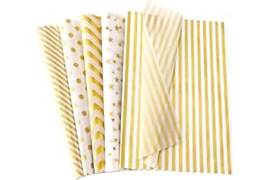 SANNIX 100 Sheets Gold White Tissue Paper Gold Dots Stripes Waves Print Bulk Gift Wrapping Paper for Gift Wrapping DIY Crafts