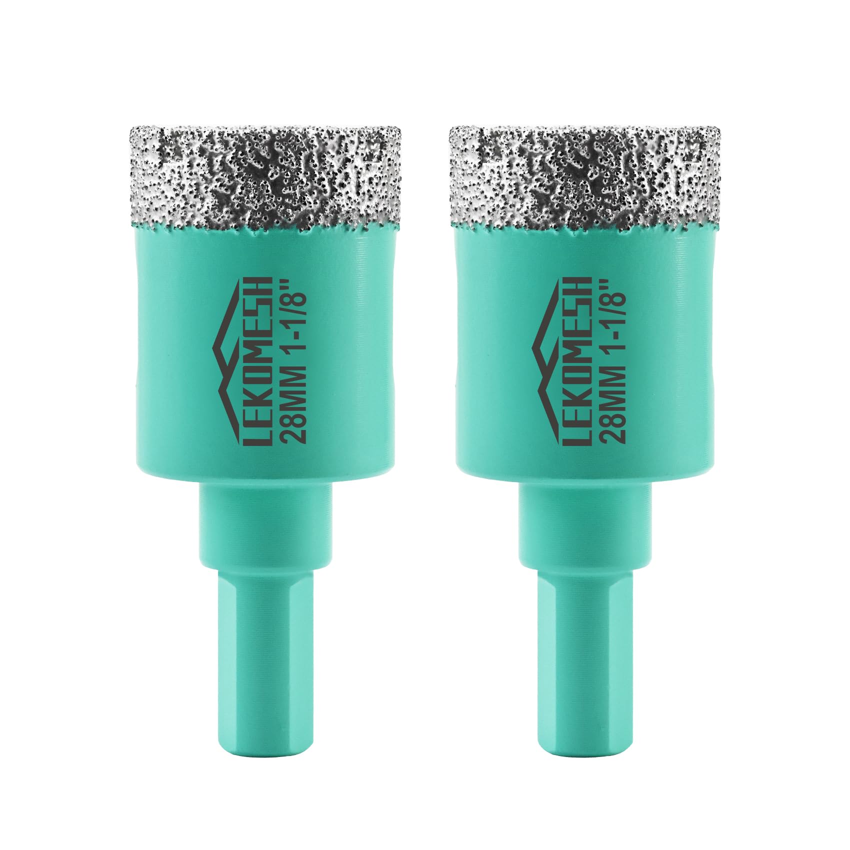 Diamond Core Drill Bits 2pcs-28MM - LEKOMESH Tile Hole Saw with Triangle Shank for Porcelain Tile Ceramic Granite Marble Masonry Stone,Vacuum Brazed Diamond Drill Bits