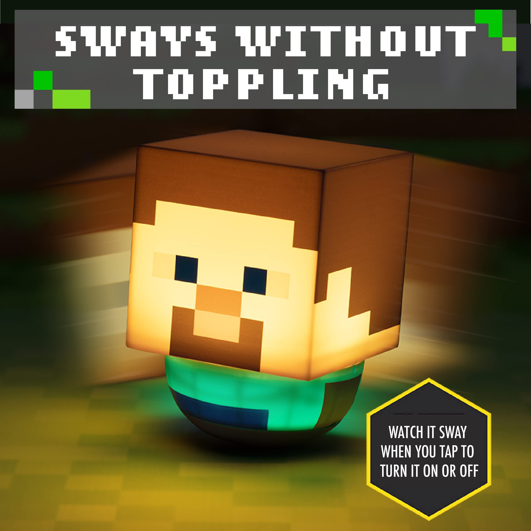 Paladone Steve Swaying Night Light for Kids | Officially Licensed Minecraft Bedroom Decor, Multicolour, one Size