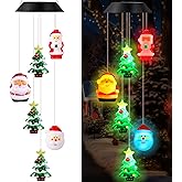 GlikCeil Christmas Solar Wind Chimes 27.5inch Christmas Decorations Outside Waterproof Hanging LED for Yard, Porch, Patio, Party, Color Changing Lights