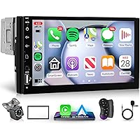 Rimoody 7 Inch Single Din Wireless CarPlay Touchscreen Car Stereo, 1 Din Car Radio with Wireless Android Auto Bluetooth FM Ra
