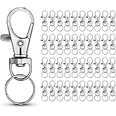 40 Sets Small Size Metal Swivel Snap Hooks with Key Rings,40 Sets Mini Lobster Claw Keychains Clasps with O Ring for Keychain Clip,Art Crafts,DIY Jewelry Making,Silver
