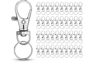 BIDPONDS 40 Sets Small Size Metal Swivel Snap Hooks with Key Rings,40 Sets Mini Lobster Claw Keychains Clasps with O Ring for Keychain Clip,Art Crafts,DIY Jewelry Making,Silver