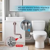 Hibbent Bidet Toilet Seat Attachment Dual Nozzle Hot Cold Water Non-Electric view 7