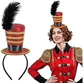 Dkomekii Mini Circus Ringmaster Hat Headband Red Mini Top Hat Halloween Cosplay Party Costume Headwear Soldier Costume Lion Tamer Headpiece