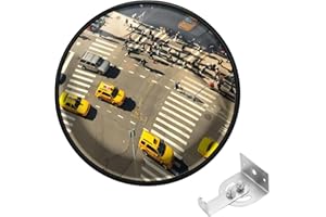 VATHERY Convex Traffic Mirror - 24"" Outdoor and Indoor Driveway & Security Parabolic Safety Mirror, Acrylic Blind Spot Mirror for Garage, Retail Stores, Warehouses and High-Traffic Areas, Black