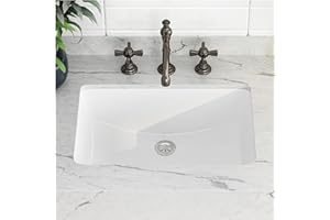 SmartSylva 21" Rectangular Undermount Bathroom Sink, Porcelain Ceramic Lavatory Vanity Undermount Sink, Glossy White