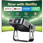 【Officially-Licensed APP &amp; Native 1080P】Thinnest 1.81" Smart Mini Projector with WiFi and Bluetooth, Auto Focus &amp; Keystone Portable Outdoor Projector, VOPLLS 250 ANSI 4K Home Movie Projector