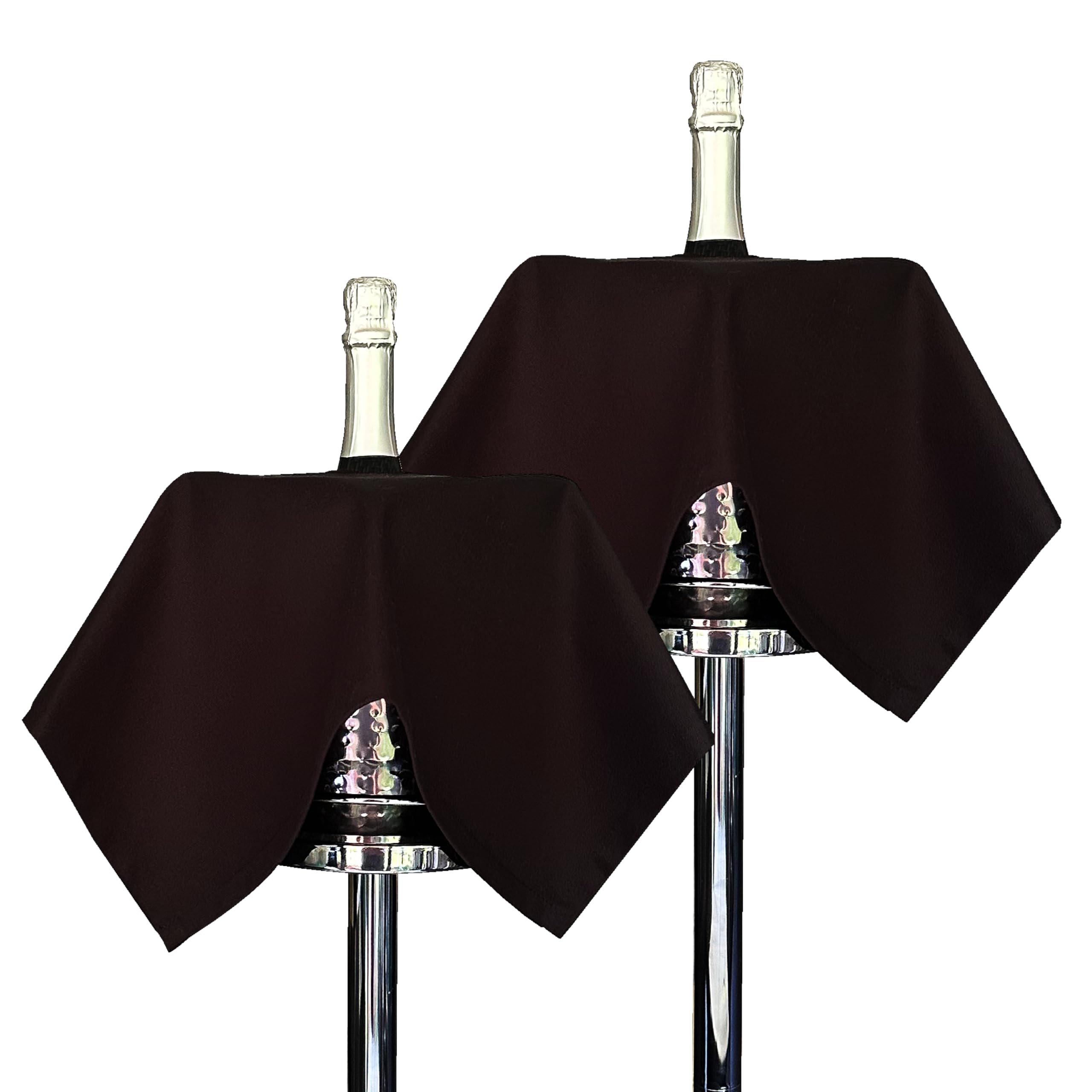 BottleCloths - Original Collection, Bottle Cloths for Ice Buckets, Cotton, 54 cm, Center Hole, Stitched Circle (Black, Pack of 2)