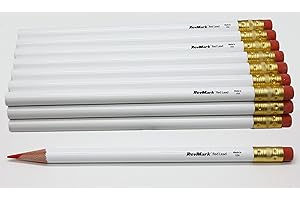 RevMark Jumbo Round Pencil 24-Pack White with RED LEAD, Made in the USA. Quality Cedar Wood for Carpenters, Construction Workers, Woodworkers, Framers – Medium Lead Bulk