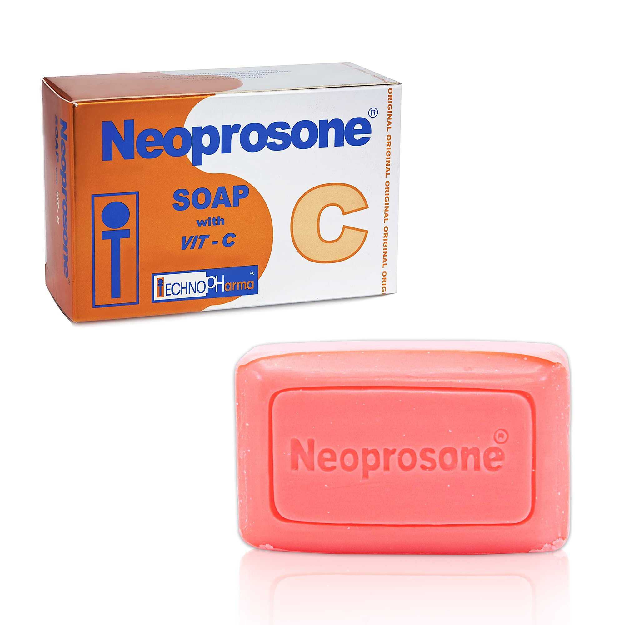 Neoprosone, Skin Brightening Soap | 2.82 oz / 80 g | Cleansing Bar, Helps to Remove Spots on: Knees, Elbows, Face, Private Areas | For Women and Men, with Vitamin C and Castor Oil