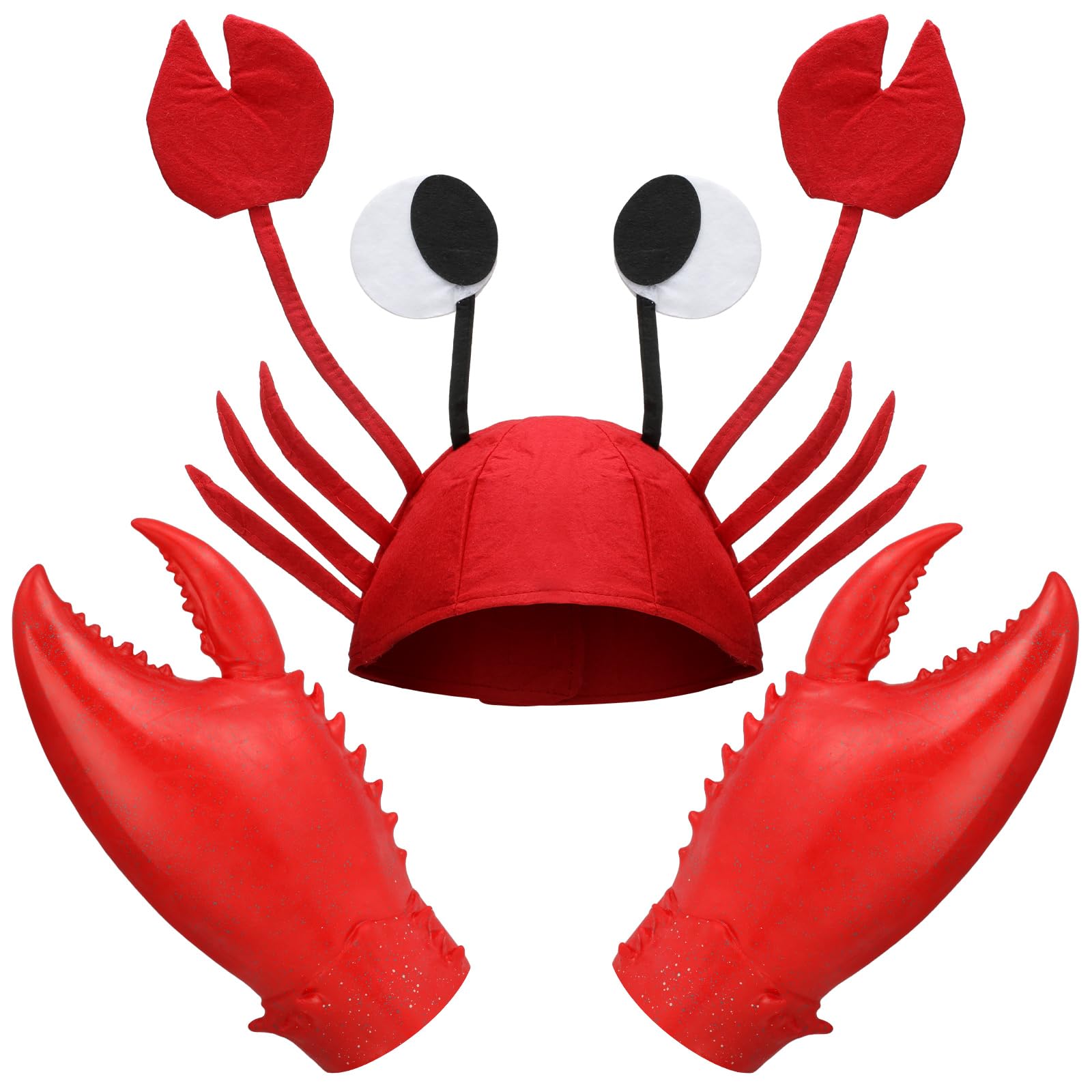 Photo 1 of **MINOR DAMAGE**
Newcotte 2 Pcs Halloween Crab Lobster Costume Set Funny Hat Latex Giant Claws Gloves for Men Women Cosplay Party(Crab Style)