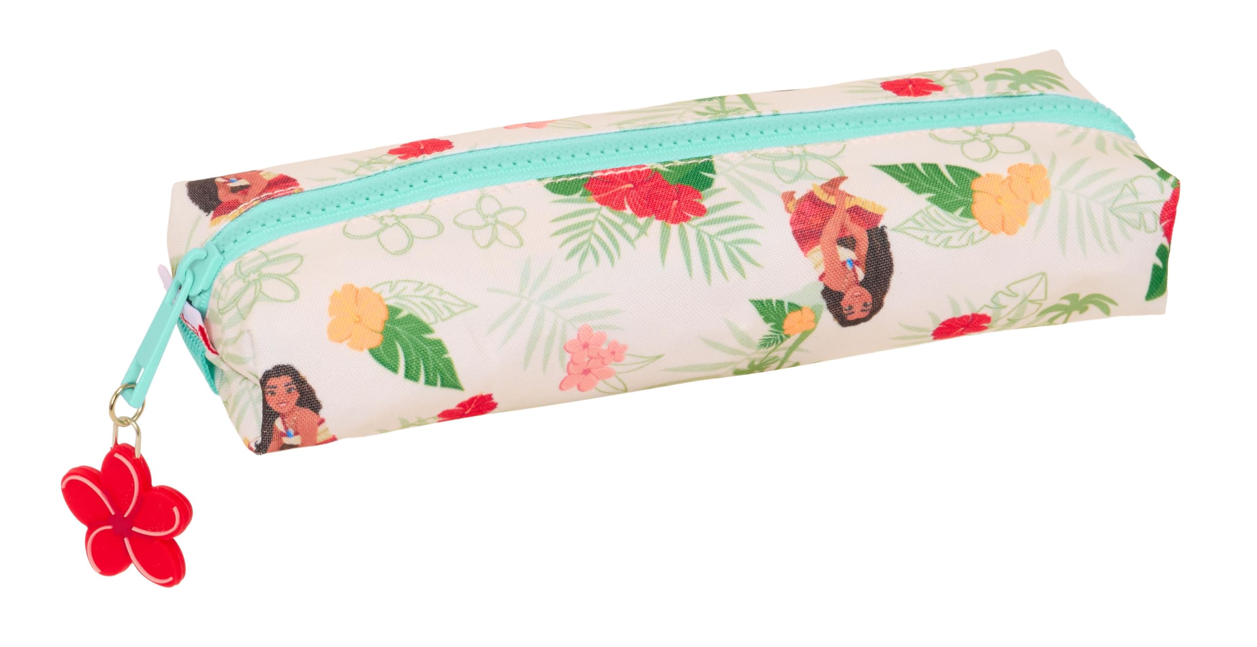 Safta VAIANA – Rectangular Children's Pencil Case, Children's Pencil Case, Ideal for School-Aged Children, Comfortable and Versatile, Quality and Resistance, 22 x 7 x 40 cm, Beige/Blue