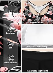 Aleumdr Womens Tankini Swimsuits Athletic 3 Piece