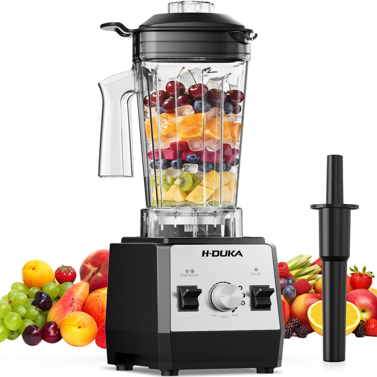 Photo 1 of H-Duka Blender, Countertop Blenders for Kitchen with 64oz Pitcher, Powerful 25000 PRM Blender for Smoothies, Ice Crushing, Frozen Fruits, Milkshakes, Pulse Function, Self-Cleaning (Silver Black)