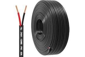HONENCN 12 Gauge Wire 2 Conductor Electrical Wire, 12 AWG 3.3mm² Wire PVC Cord, 12V/24V DC Low Voltage/Copper-clad Aluminum(CCA)/Flexible/2 Wire for Automotive Wire LED Strips Lamp Lighting Marine(9.2M/30FT)