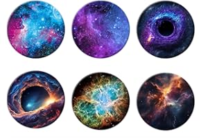 CClupady 6 Pack Universal Phone Grip,Cell Phone Finger Stand Holder for Smartphone and Tablets, Galaxy Black Purple Blue Desi