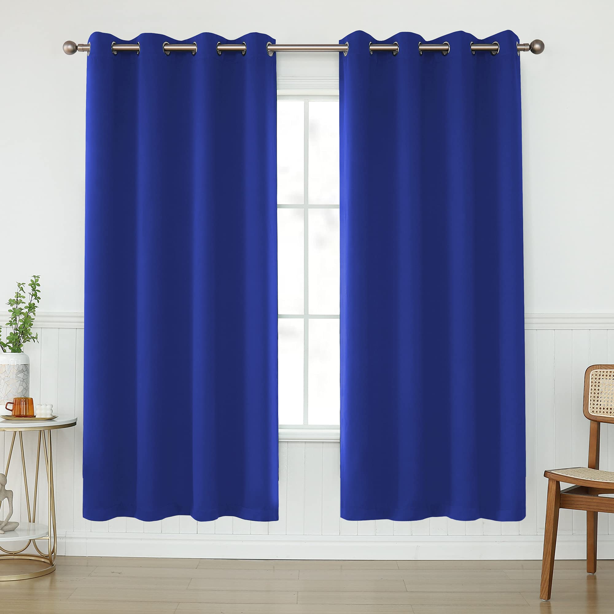KEQIAOSUOCAI Blackout Royal Blue Curtains 72 Inch for Bedroom - Window Treatment Room Darkening Energy Saving Thermal Insulated Grommet Curtain Drapes for Living Room, 52 x 72 Inch, 1 Pair