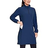 Willit Women's Fleece Dress Sweatshirt Thermal Long Pullover Polar Winter Dress with Pocket