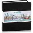 Hardcover 5 x 5 in Small Sketchbook, 80 Sheets Pocket Sketch Book, Black | 160gsm Acid-free paper, Elastic Closure & Ribbon B