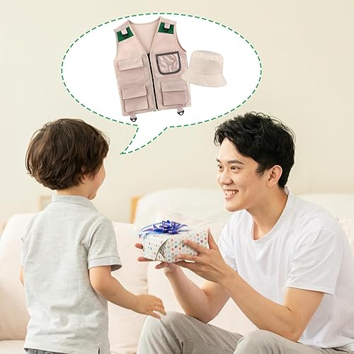 Safari Costume Outfit Kids Explorer Vest and Hat Osafari outdoor Activity  Backyard Cargo Vest Kids Gifts for