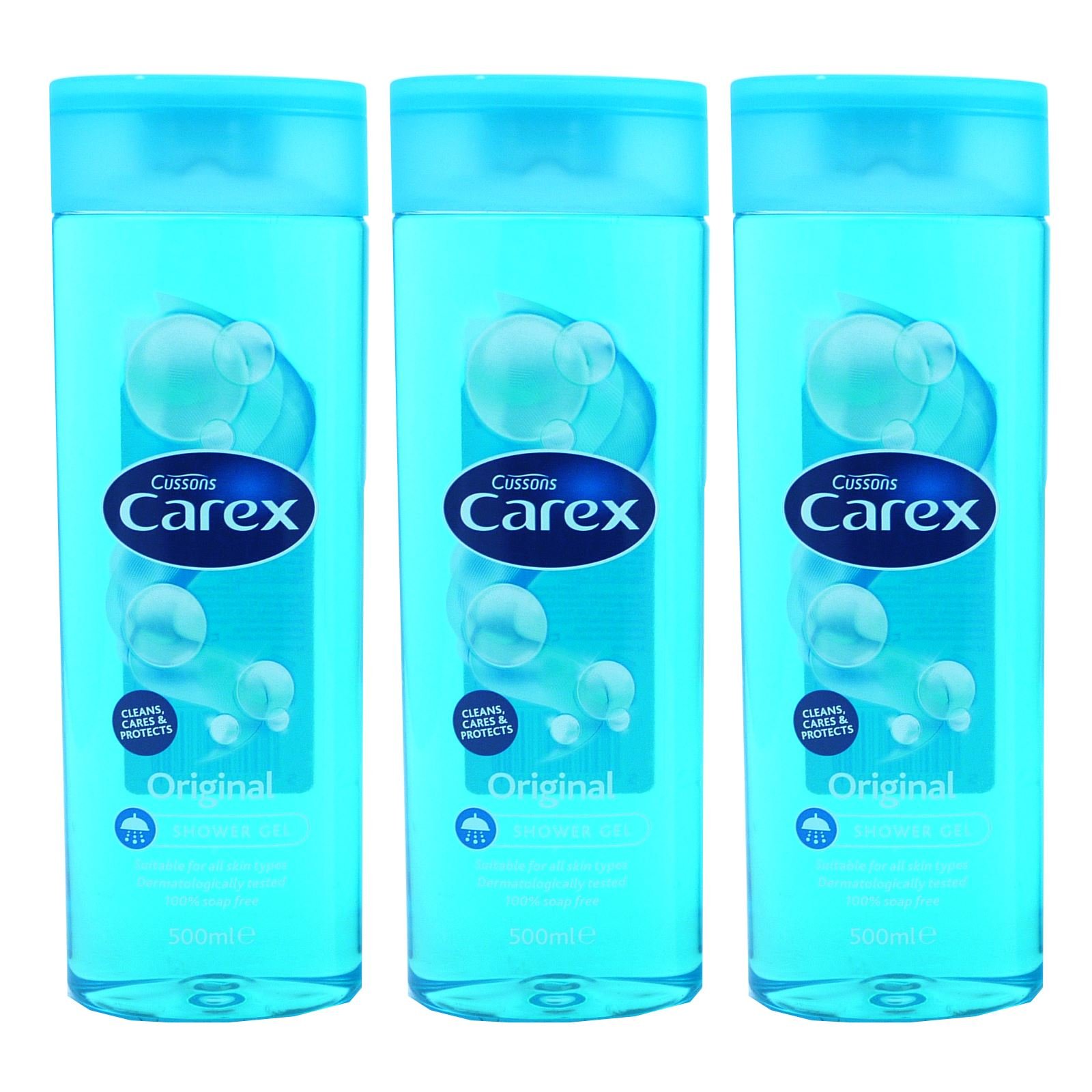 Carex Original Shower Gel for All Skin Types, Effectively Cleanses and Protects Your Skin, 100% Soap Free, 500ml (Pack of 3)