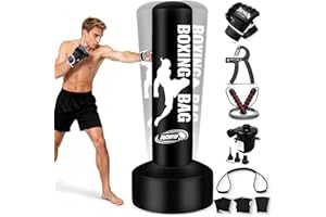 YORWHIN Freestanding Punching Bag for Adults, Boxing Bag with Stand Kicking Bag with Boxing Gloves, Electric Air Pump, Rope, Exercise Band and Accessories, Adult Kickboxing Bags for Beginners Training MMA