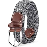 GAEKEAO Elastic Braided Belt for Men 1 3/8" Stretch Woven Belt for Golf Casual Pants Jeans - Black