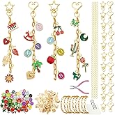 Maerolre 295Pcs Keychain Making Kit，Colorful Charms，Gold Keychain Parts with Jump Rings, Snap Hooks, Extender Chain，Bag Charm Kit Complete DIY Craft Accessories for Adults Women