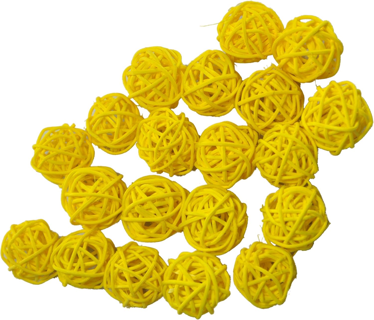Set of 20pcs Wicker Rattan Balls Table Wedding Party Christmas Decoration (Diameter 3cm, Yellow)